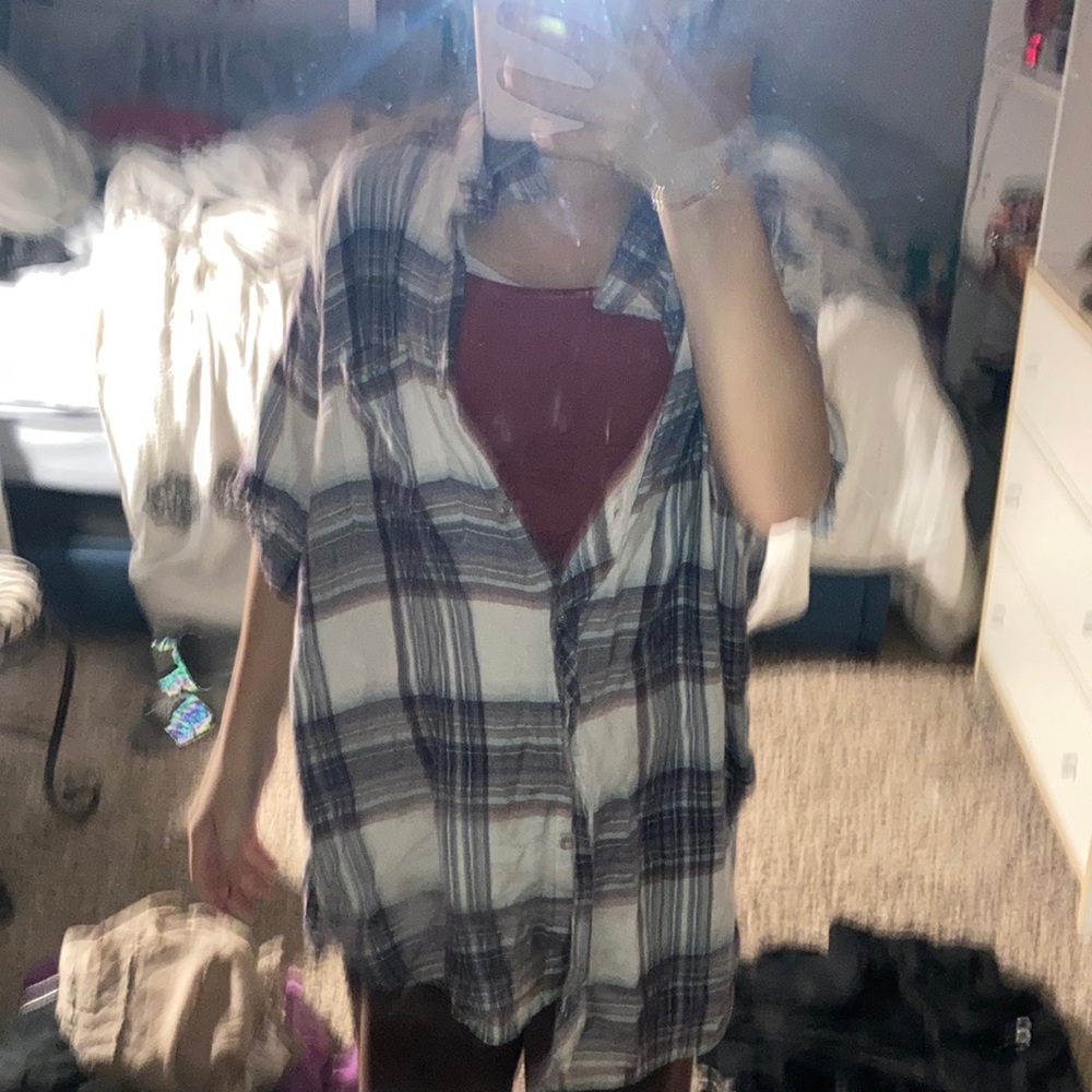 Purple short sleeve flanel
